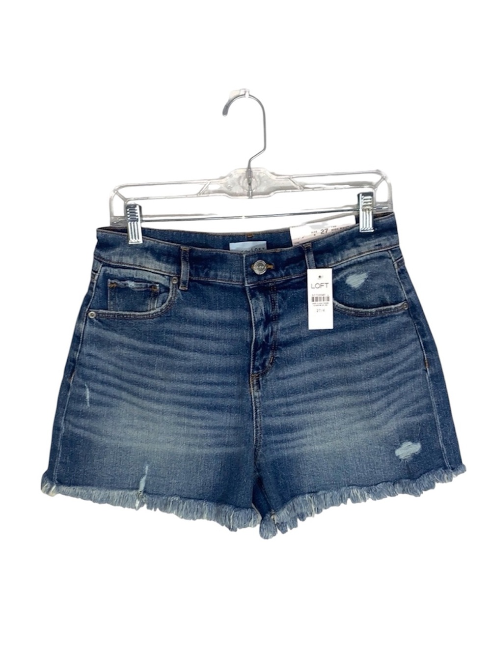 Loft High Waist Distressed Denim Cut Off Shorts Medium Wash NWT Size 4 27